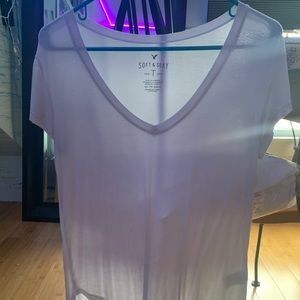 White v-neck tee